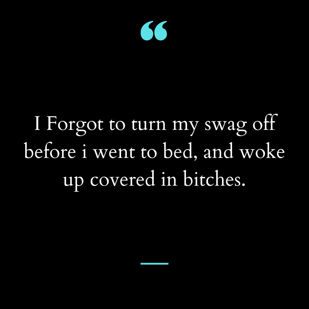 I Forgot to turn my swag off before i went to bed, and woke up covered in bitches.