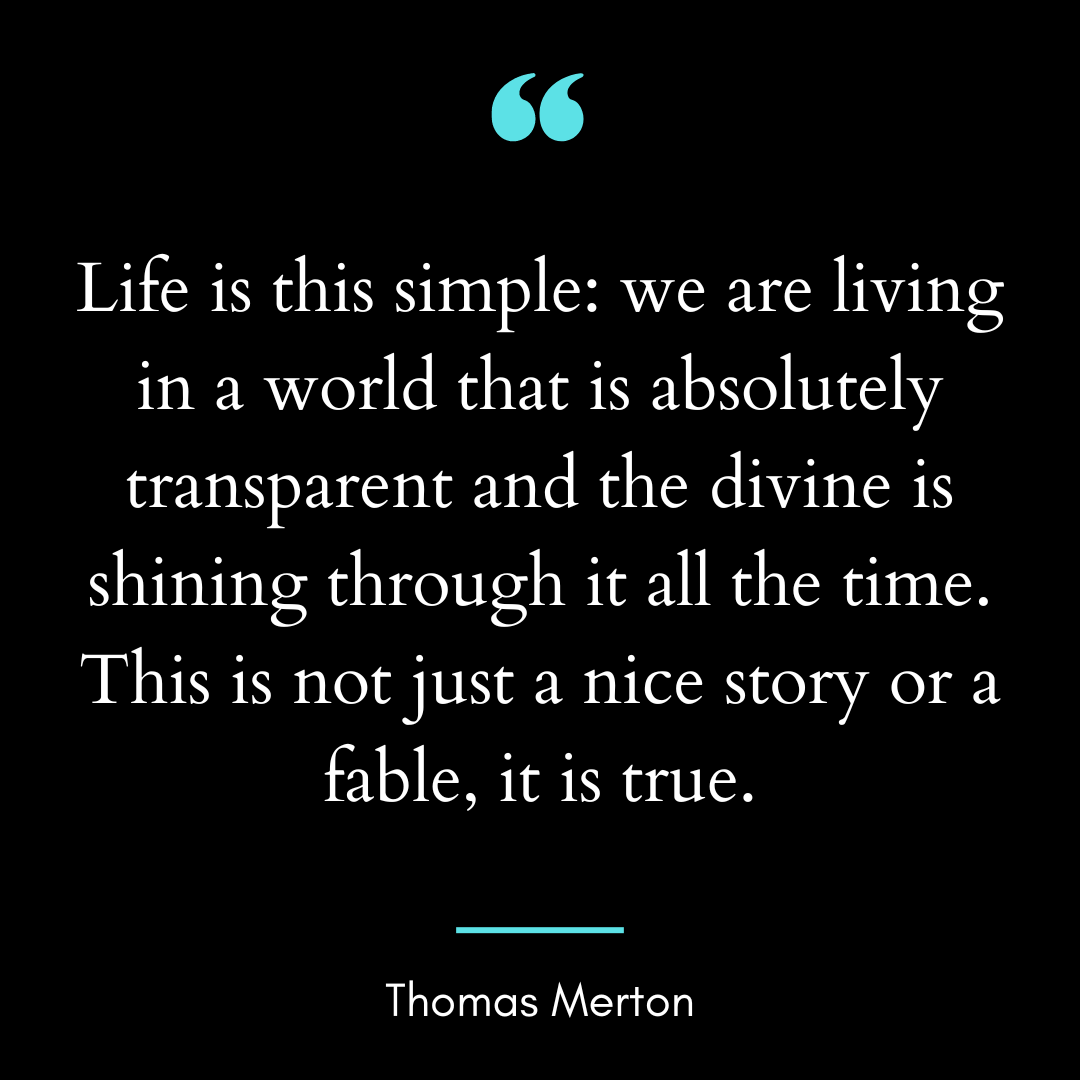 Life is this simple: we are living in a world that is absolutely transparent and the divine is