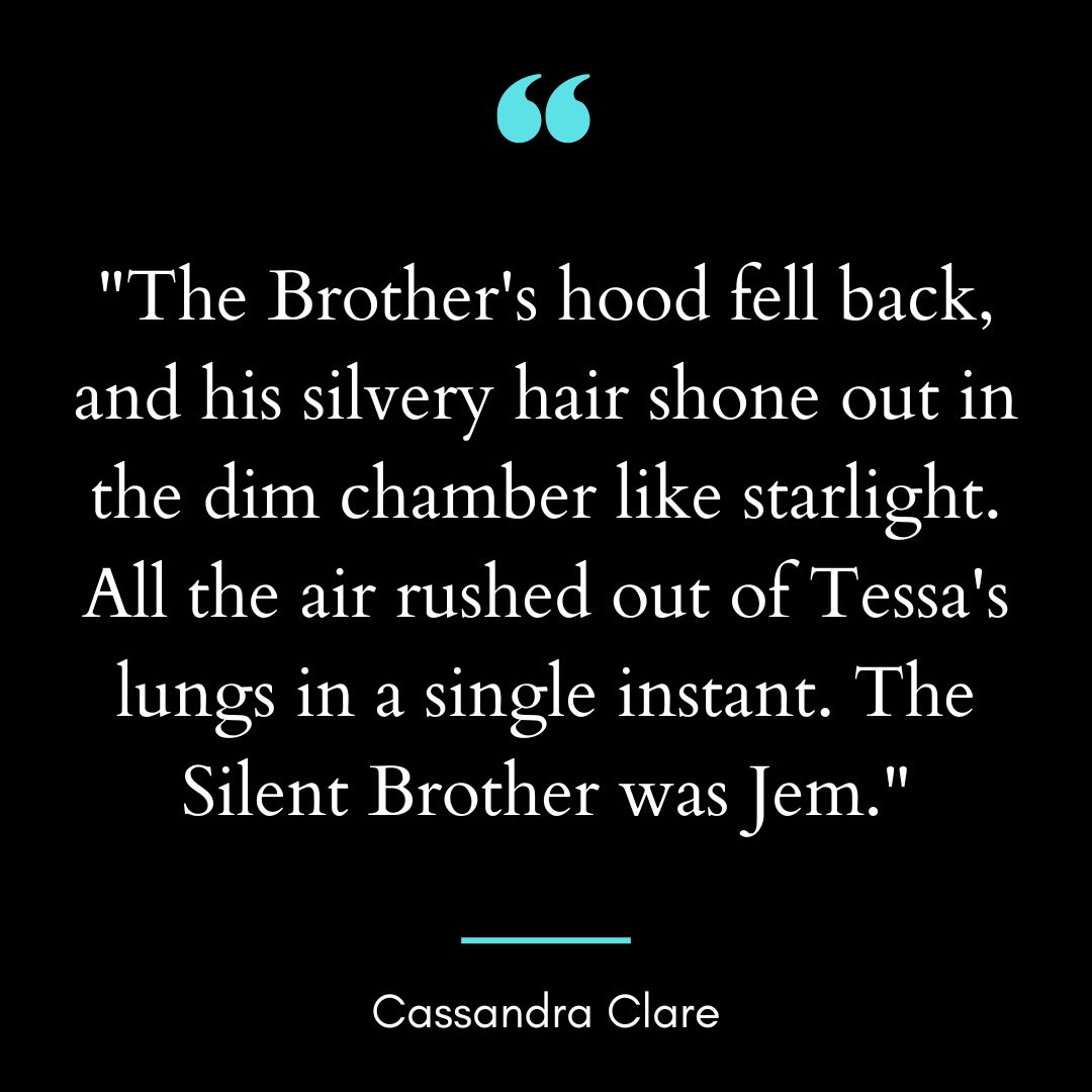 “The Brother’s hood fell back, and his silvery hair shone out in the dim chamber