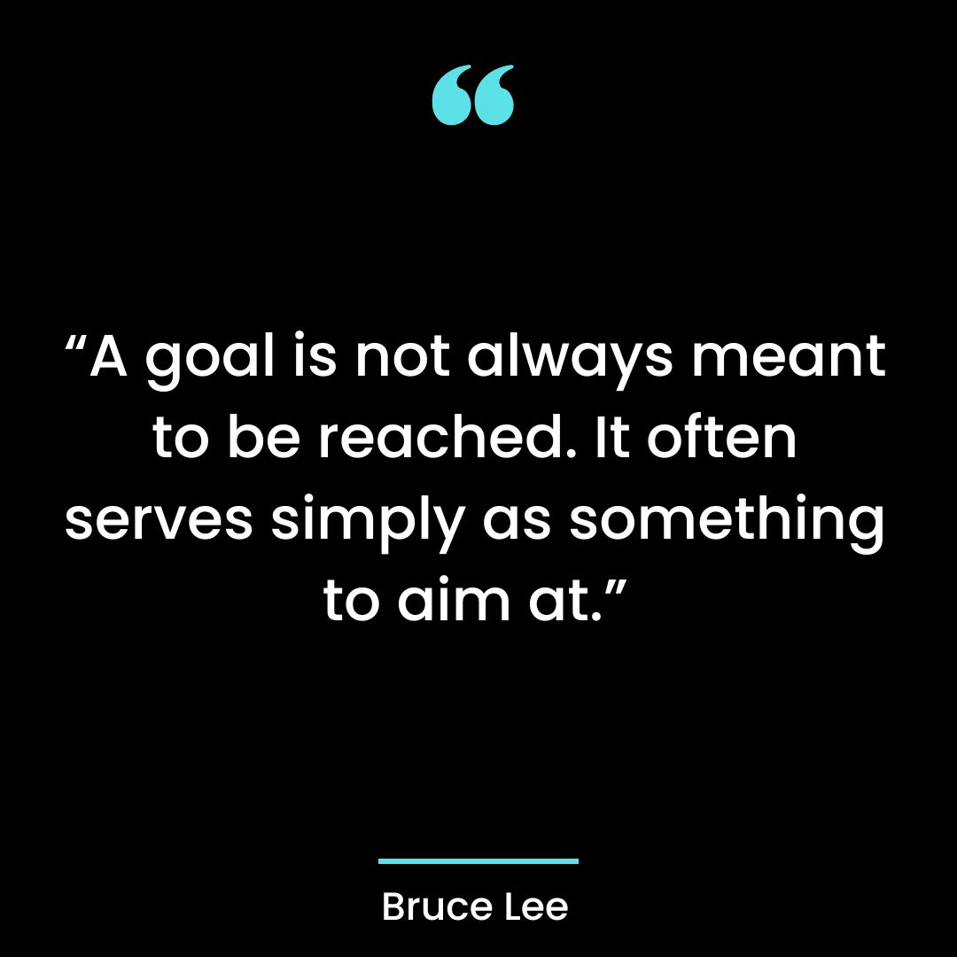 “A goal is not always meant to be reached. It often serves simply as something to aim at.”