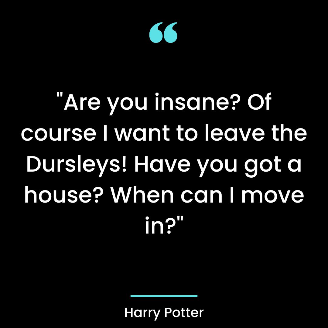 “Are you insane? Of course I want to leave the Dursleys! Have you got a house?
