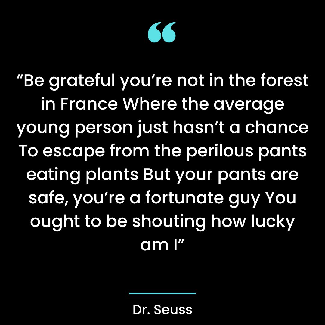 “Be grateful you’re not in the forest in France