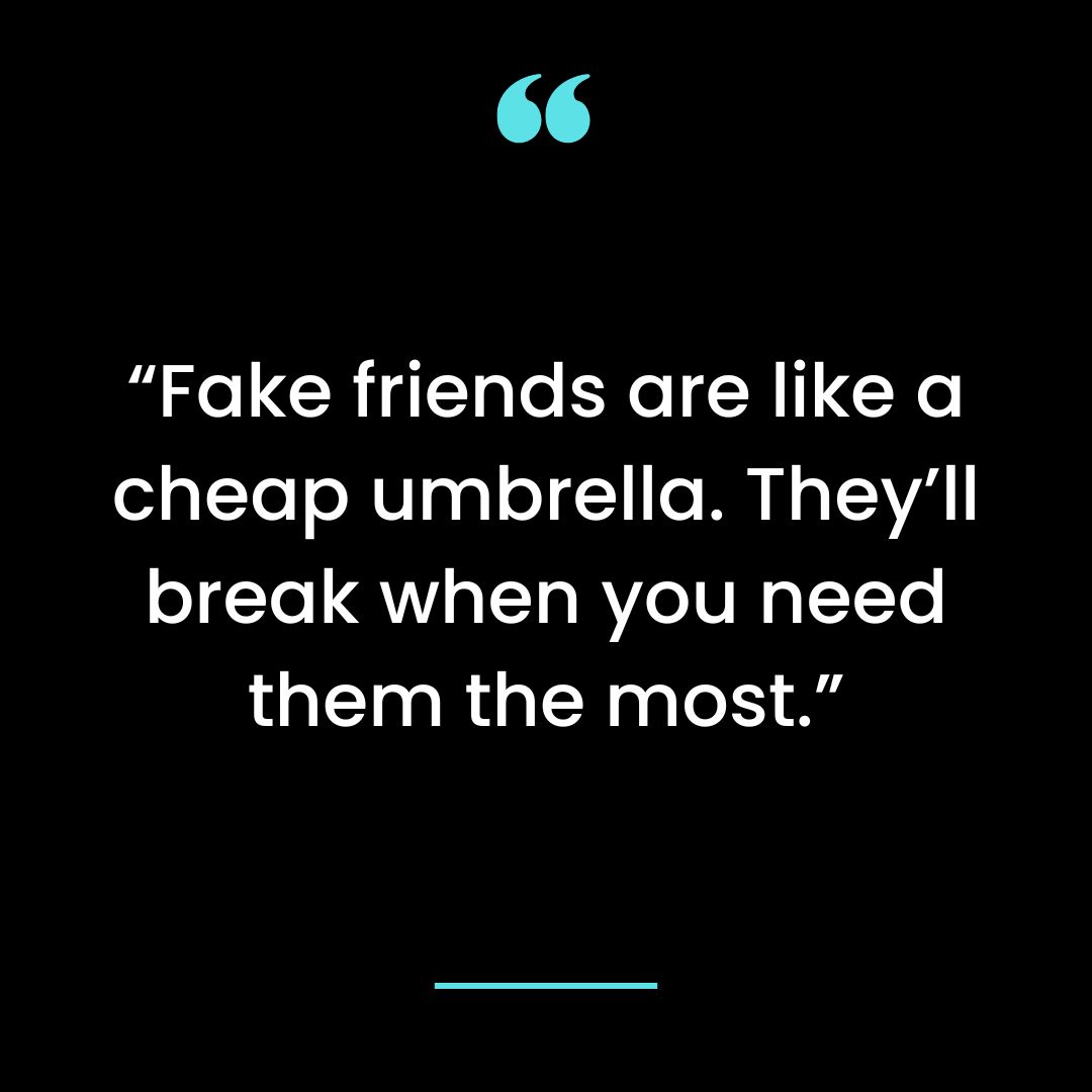 “Fake friends are like a cheap umbrella. They’ll break when you need them the most.”