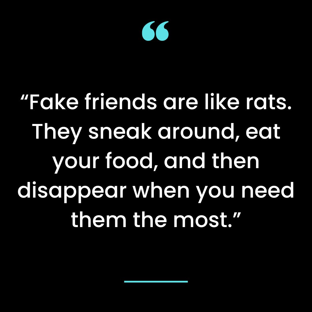 “Fake friends are like rats. They sneak around, eat your food, and then disappear when