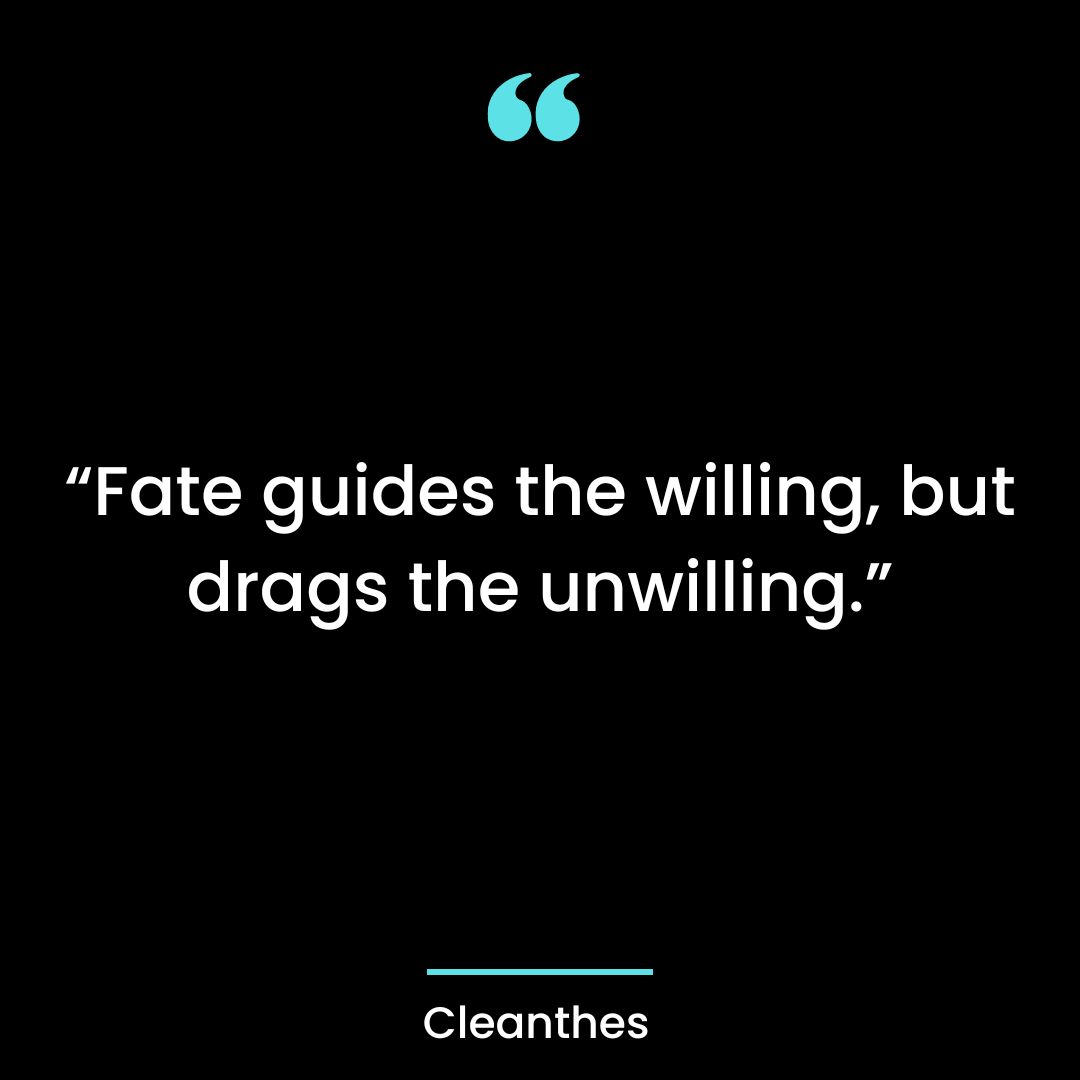 “Fate guides the willing, but drags the unwilling.”