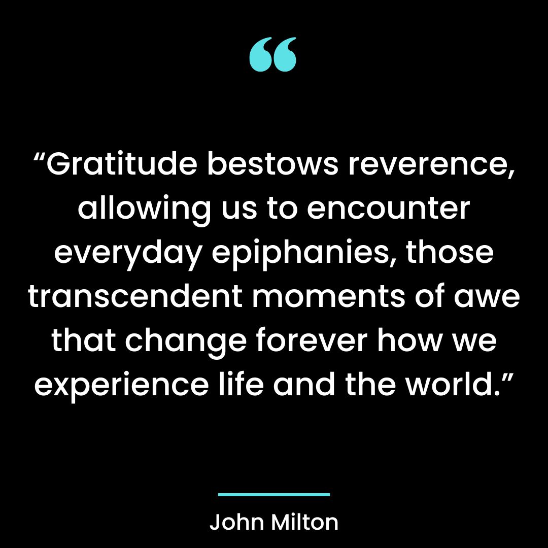 “Gratitude bestows reverence, allowing us to encounter everyday epiphanies