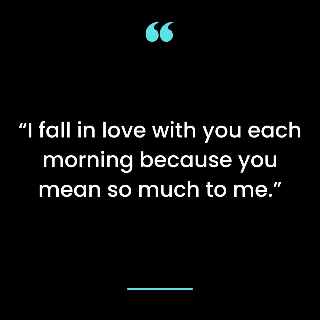 I fall in love with you each morning because you mean so much to me.