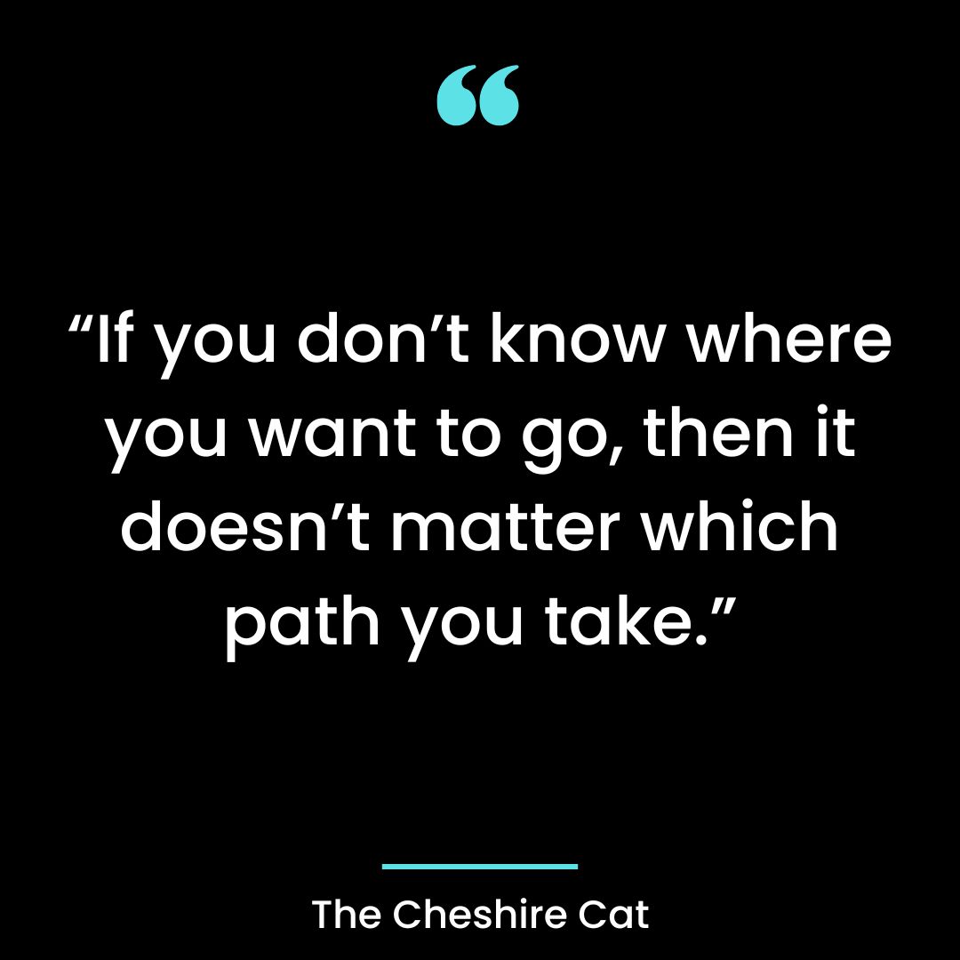 “If you don’t know where you want to go, then it doesn’t matter which path you take.”