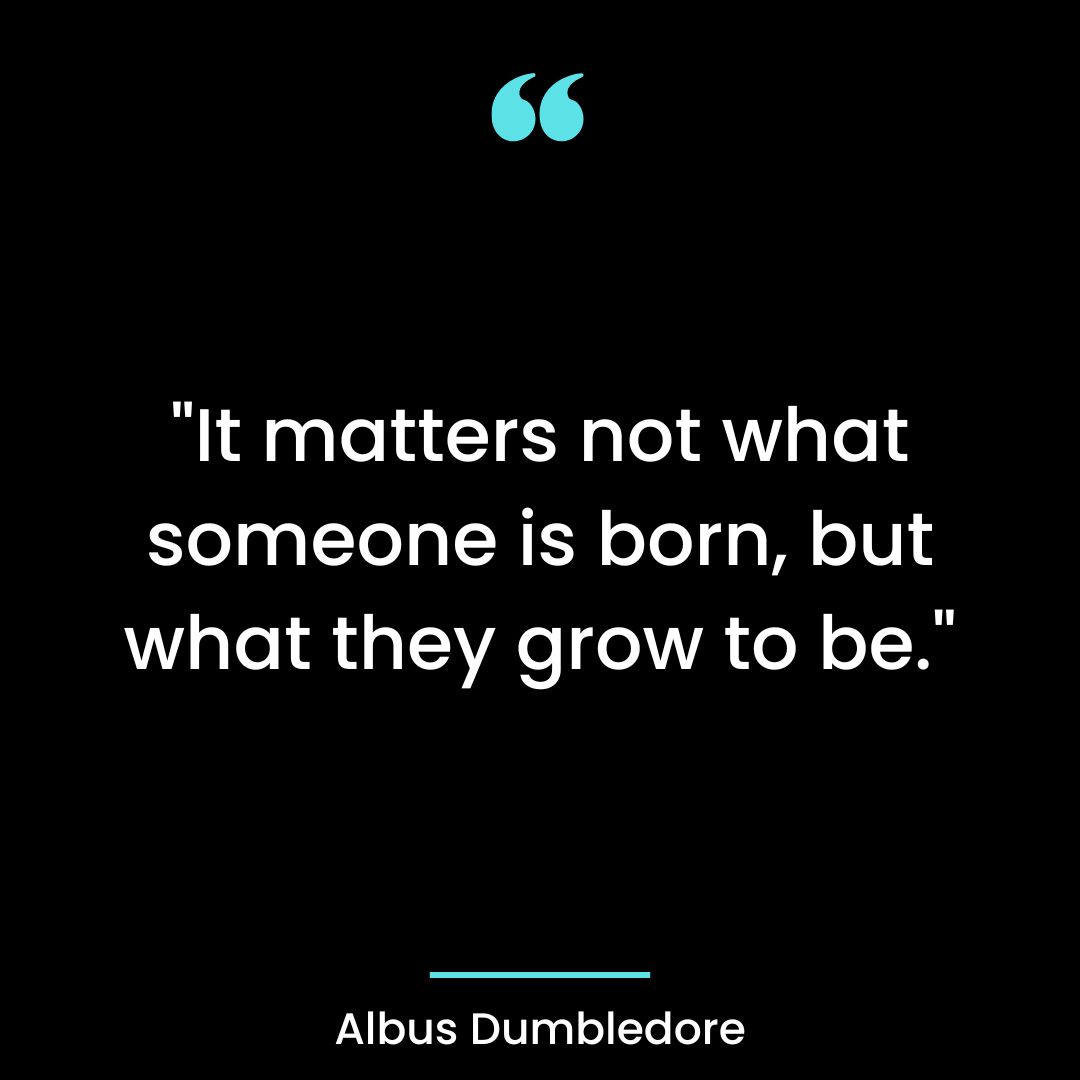 “It matters not what someone is born, but what they grow to be.”