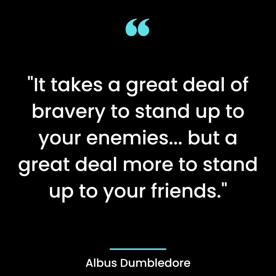 “It takes a great deal of bravery to stand up to your enemies… but a great deal more