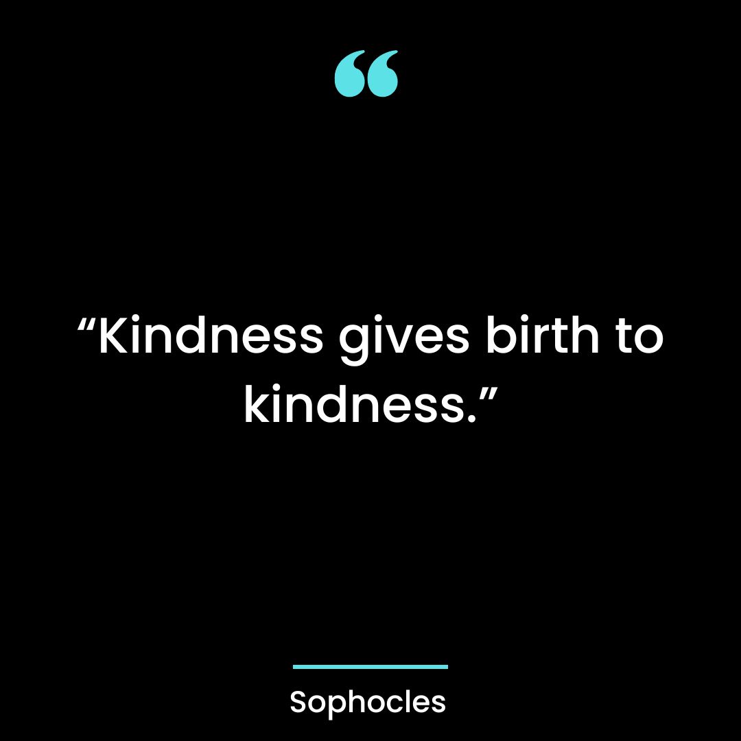 “Kindness gives birth to kindness.”