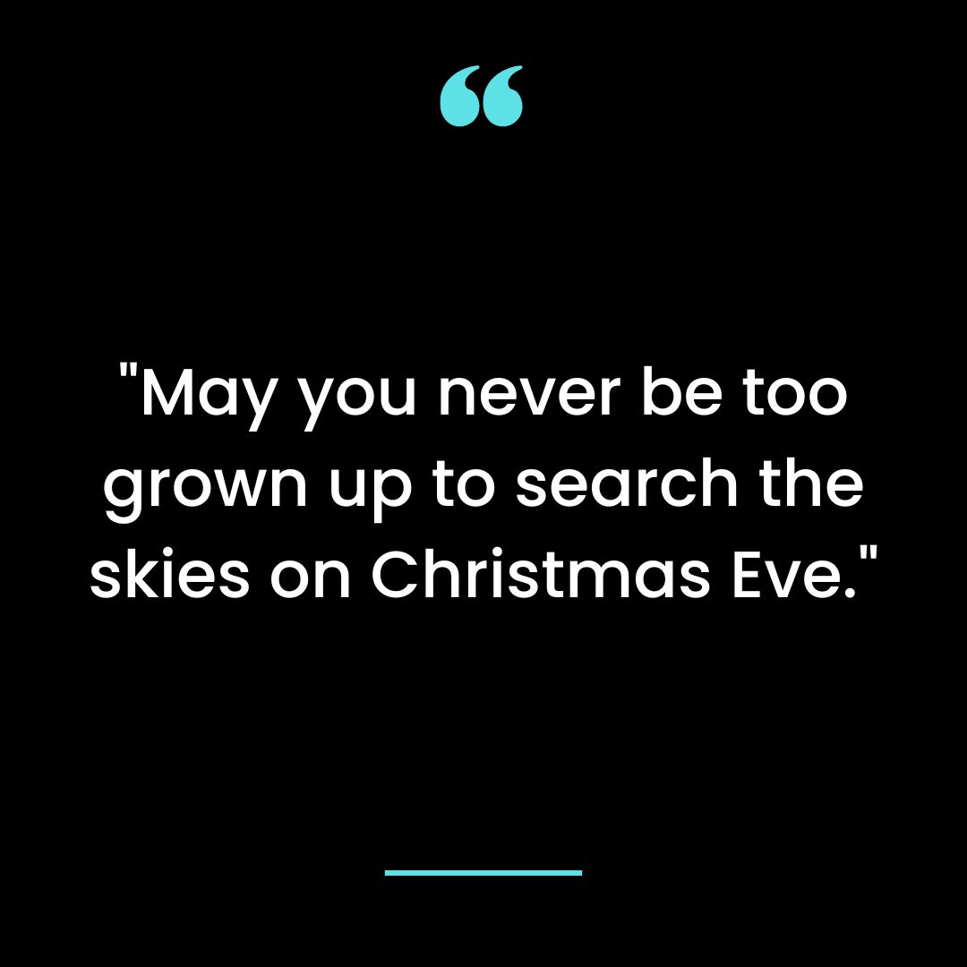 “May you never be too grown up to search the skies on Christmas Eve.”