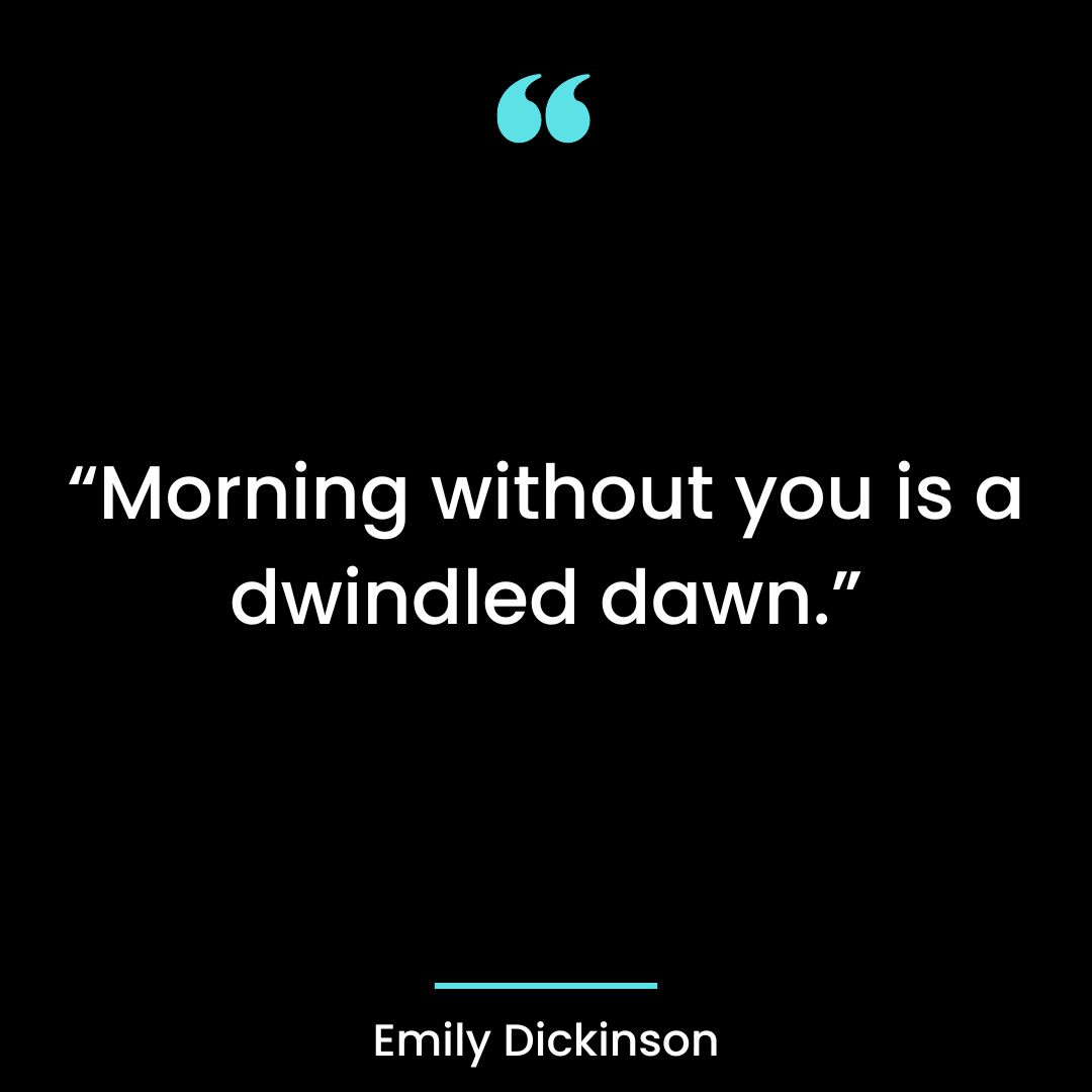 “Morning without you is a dwindled dawn.”