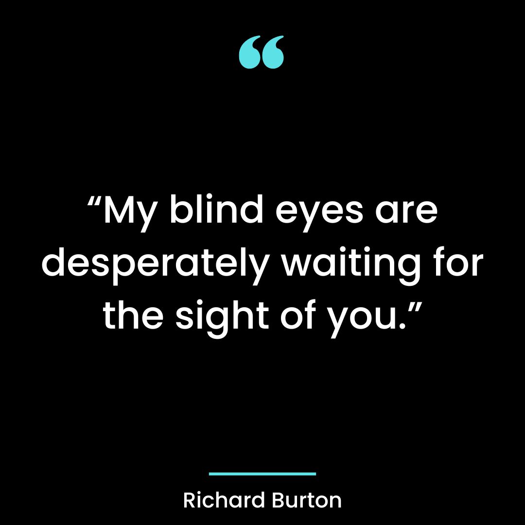 “My blind eyes are desperately waiting for the sight of you.”