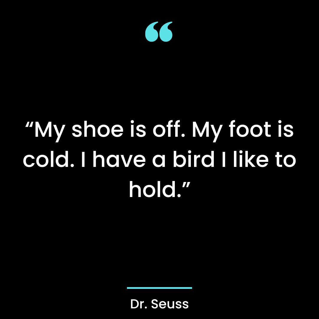 “My shoe is off. My foot is cold. I have a bird I like to hold.”