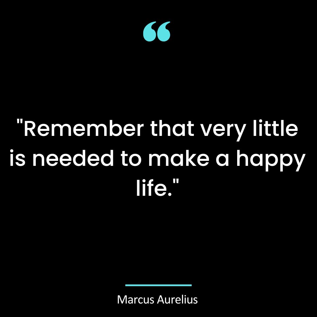 “Remember that very little is needed to make a happy life.”