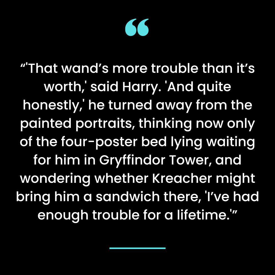 “’That wand’s more trouble than it’s worth,’ said Harry. ‘And quite honestly,’ he turned