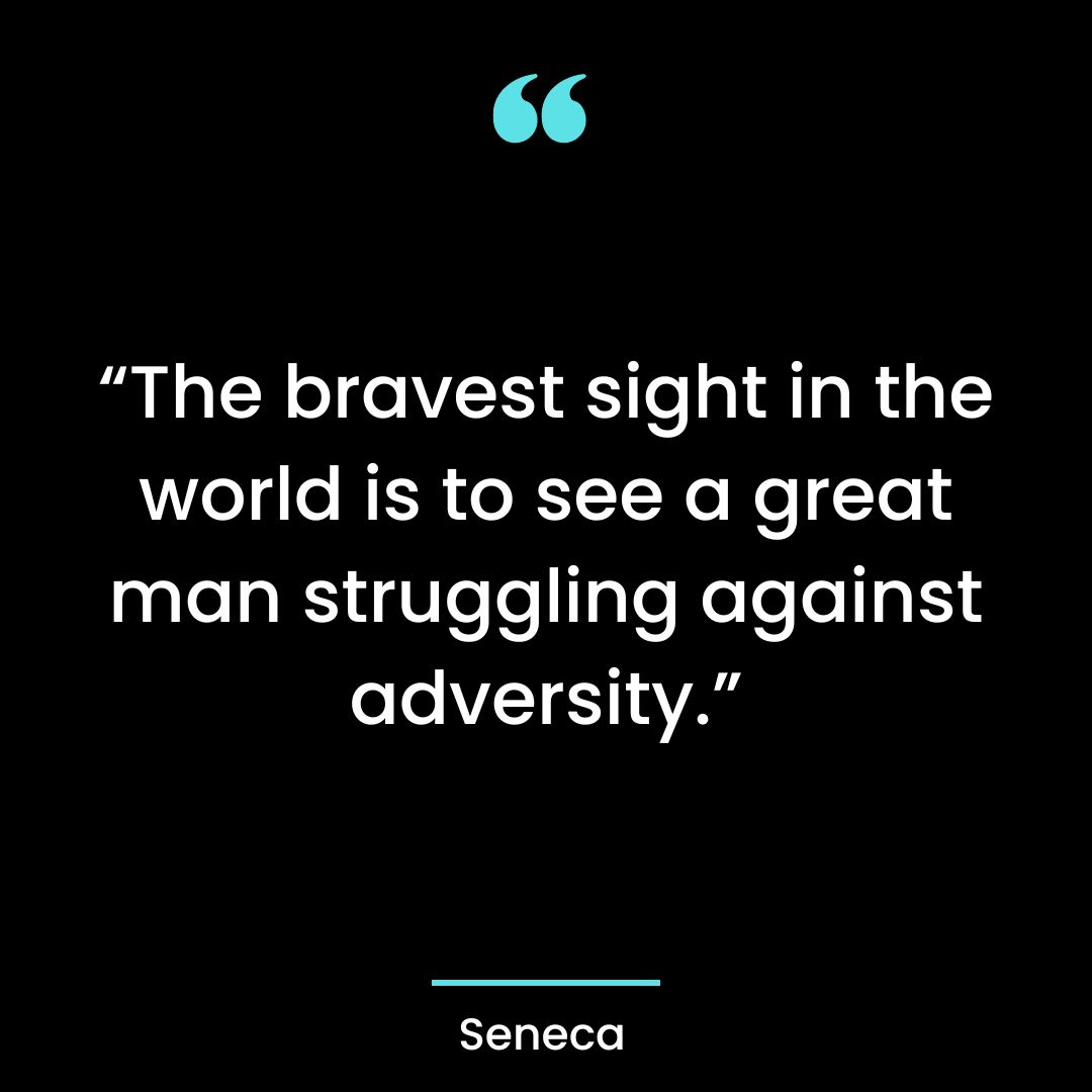 The bravest sight in the world is to see a great man struggling against adversity.