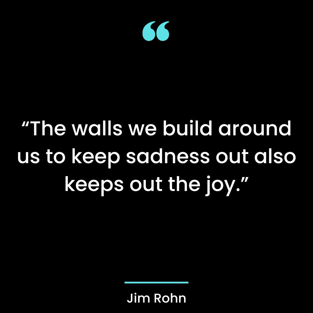 “The walls we build around us to keep sadness out also keeps out the joy.”