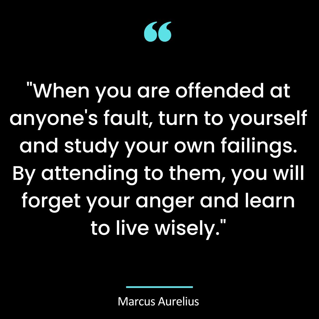 “When you are offended at anyone’s fault, turn to yourself and study your own failings.