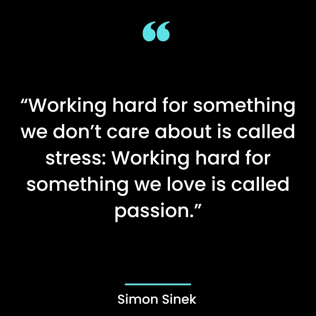 “Working hard for something we don’t care about is called stress: Working hard