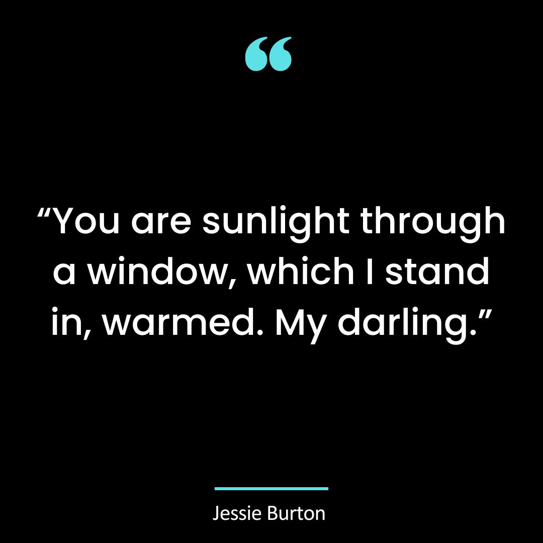 You are sunlight through a window, which I stand in, warmed. My darling.