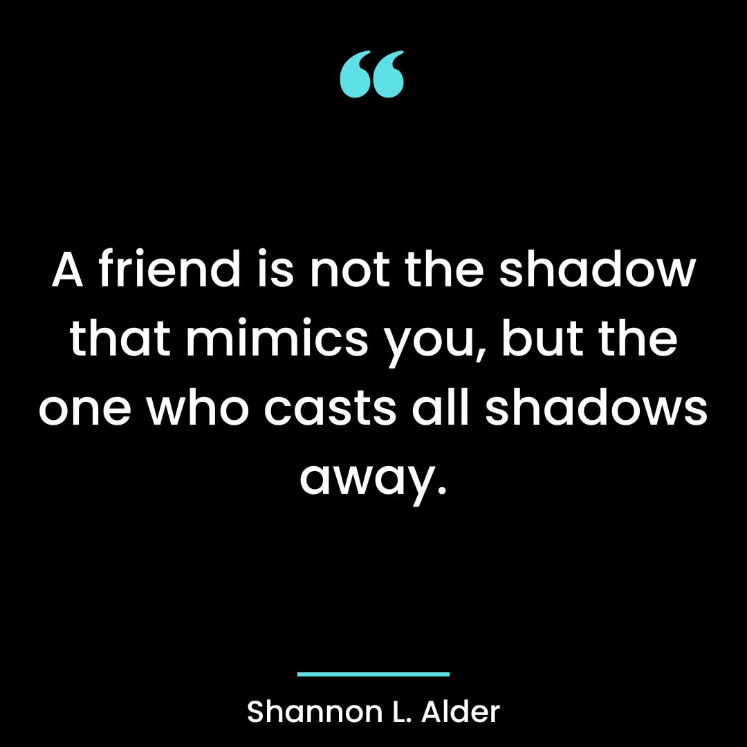 A friend is not the shadow that mimics you, but the one who casts all shadows away.