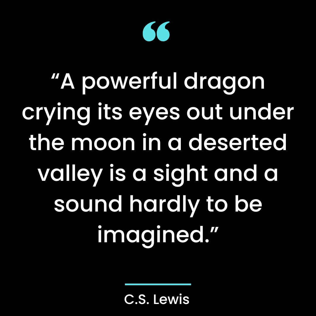 “A powerful dragon crying its eyes out under the moon in a deserted valley