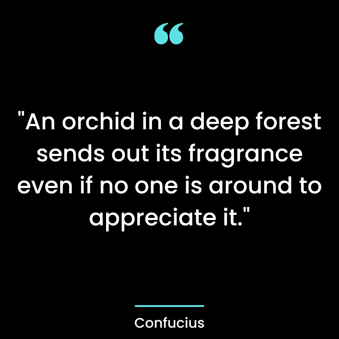 “An orchid in a deep forest sends out its fragrance even if