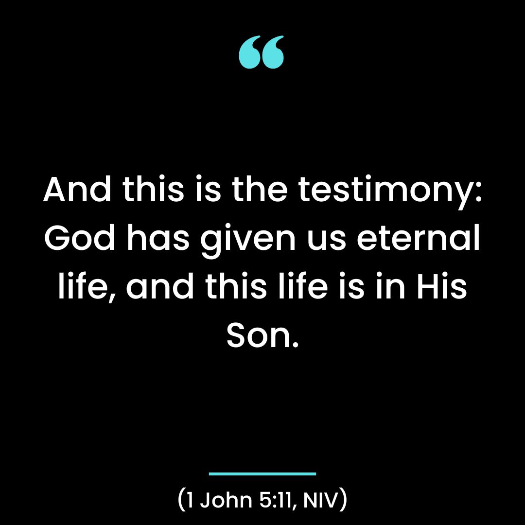 And this is the testimony: God has given us eternal life, and this life is in His Son.