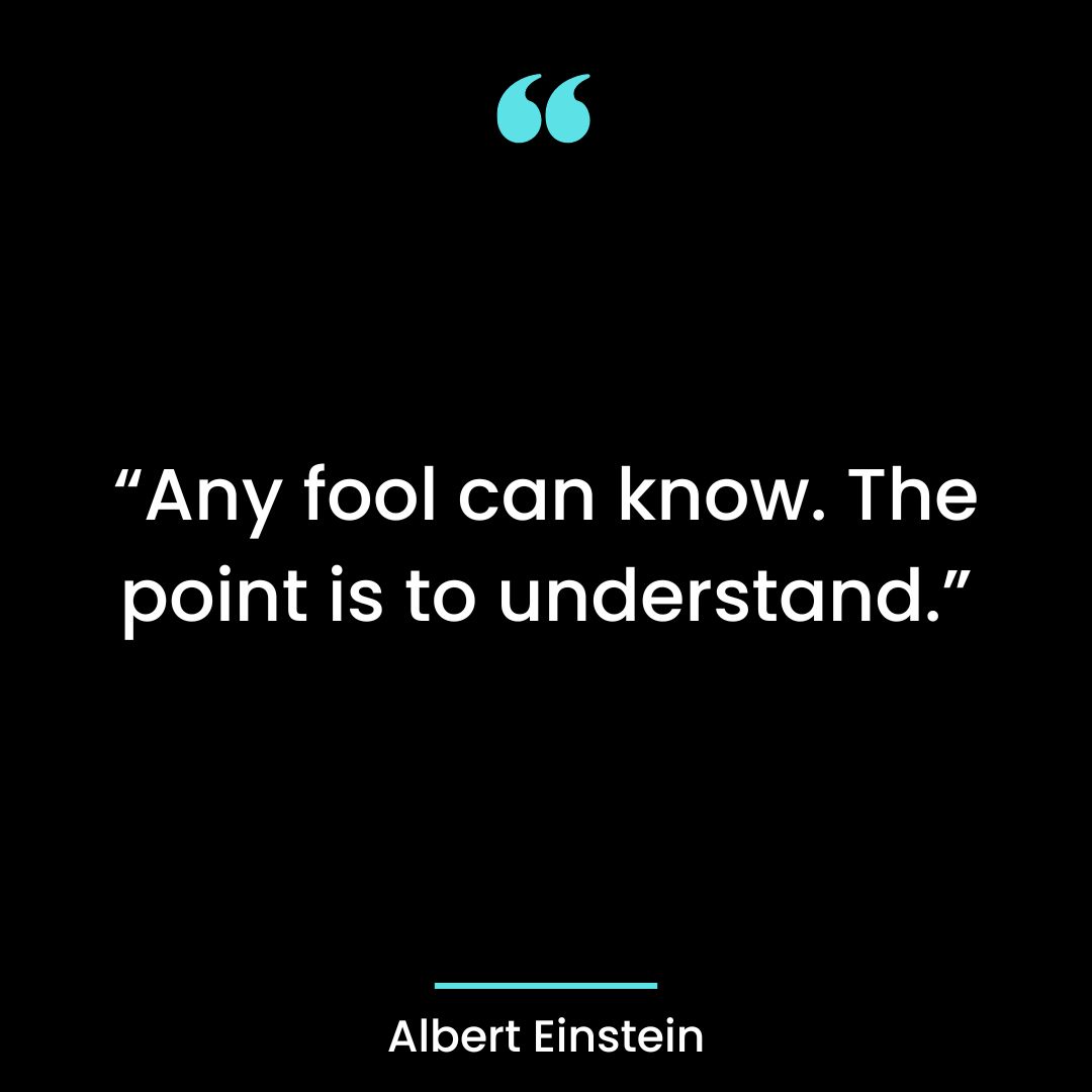 “Any fool can know. The point is to understand.”