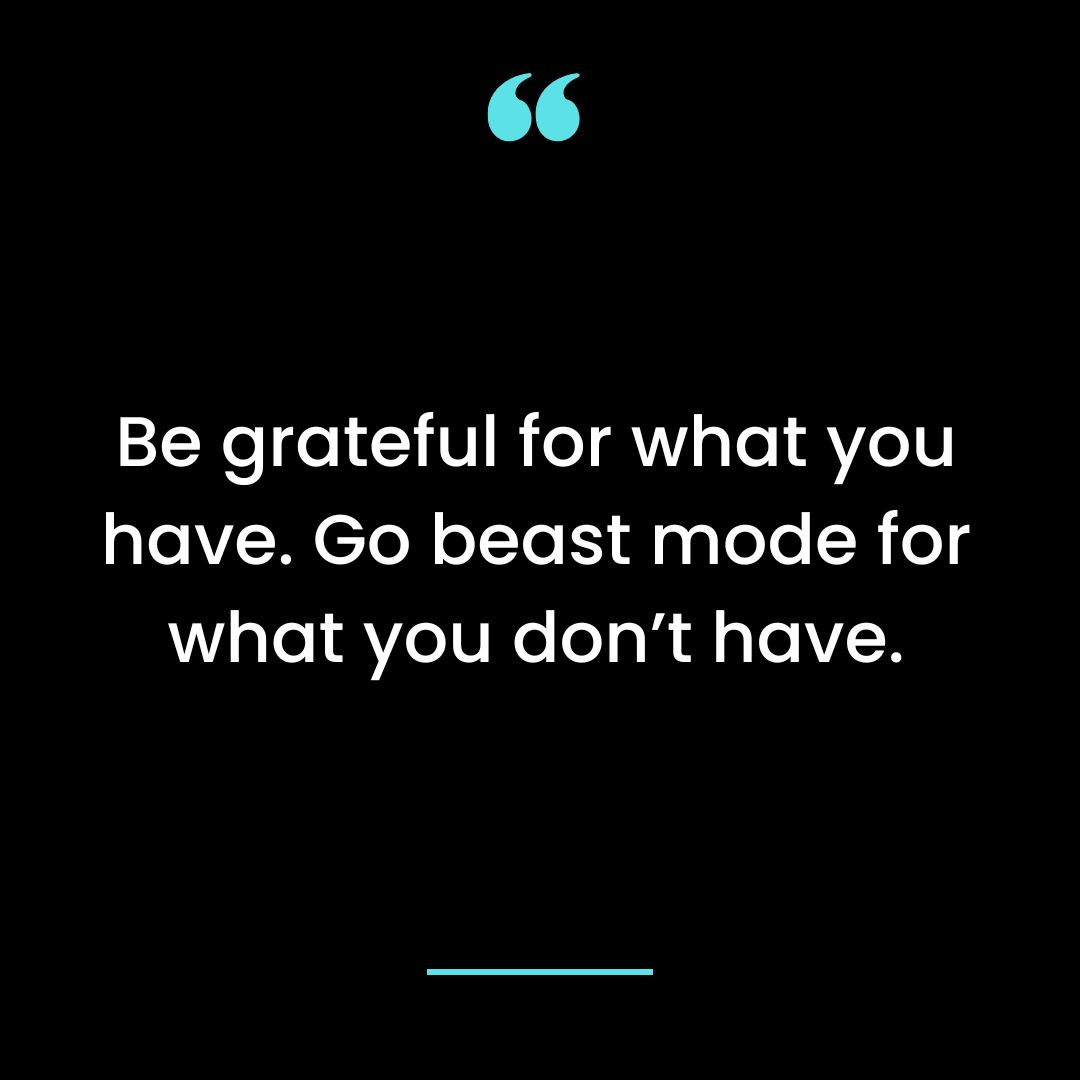Be grateful for what you have. Go beast mode for what you don’t have.