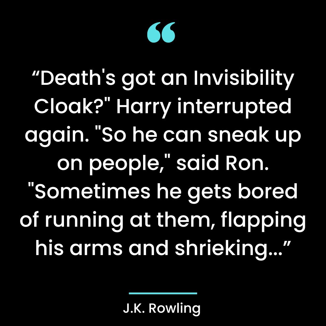 “Death’s got an Invisibility Cloak?” Harry interrupted again.