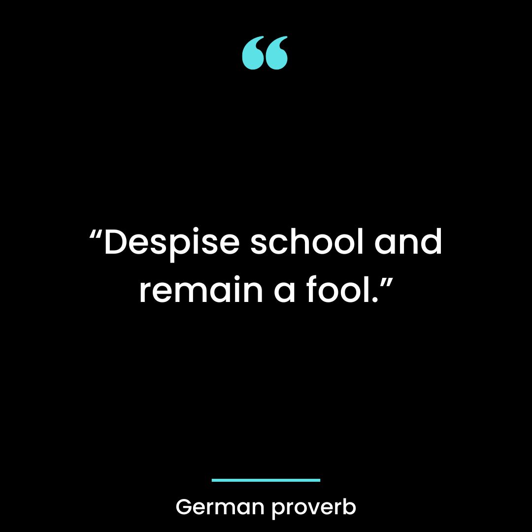 “Despise school and remain a fool.”