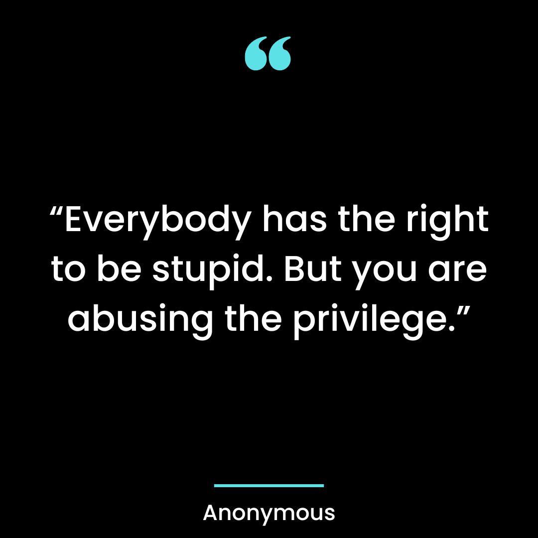 “Everybody has the right to be stupid. But you are abusing the privilege.