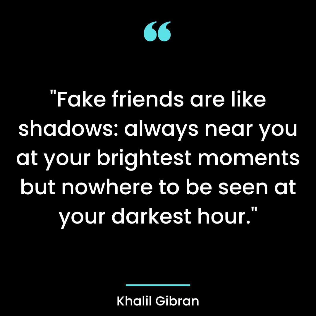 “Fake friends are like shadows: always near you at your brightest