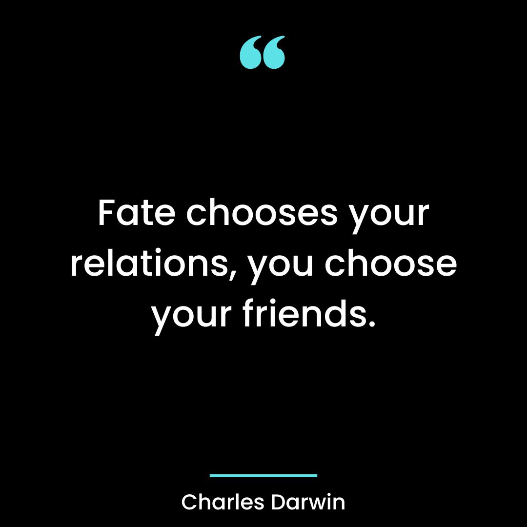 Fate chooses your relations, you choose your friends.
