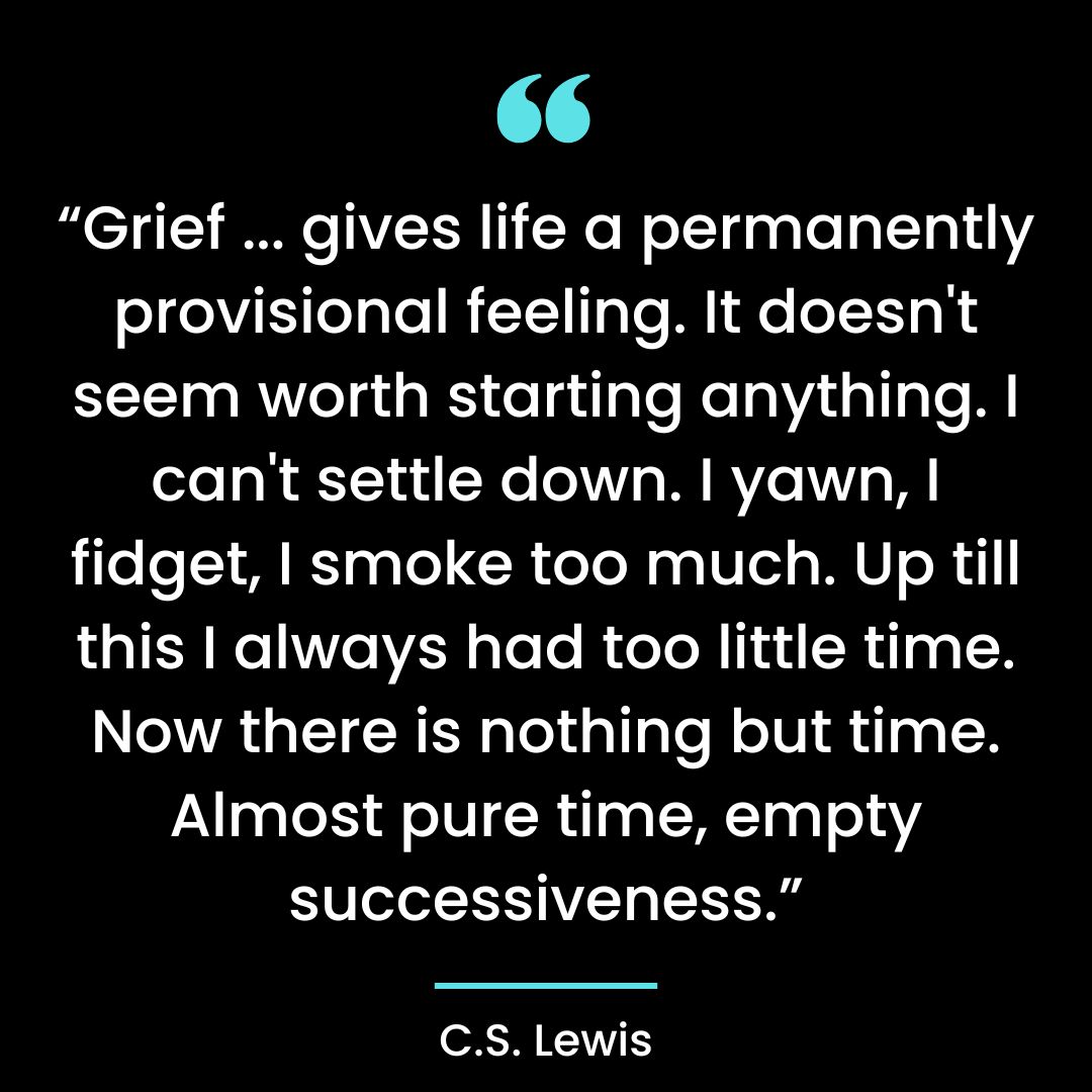 “Grief … gives life a permanently provisional feeling. It doesn’t seem worth starting