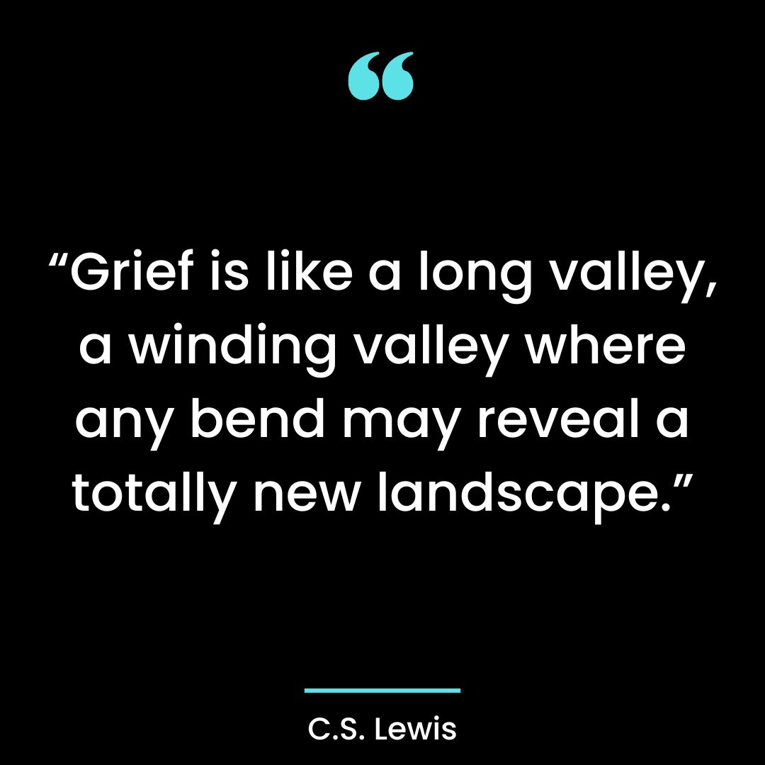 “Grief is like a long valley, a winding valley where any bend may reveal a totally new landscape.”
