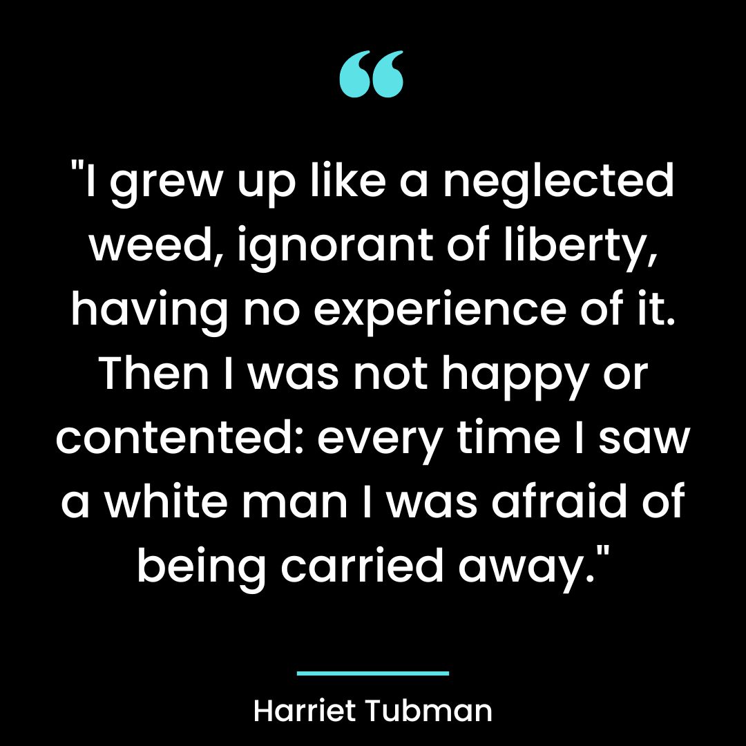 “I grew up like a neglected weed, ignorant of liberty, having no experience of it
