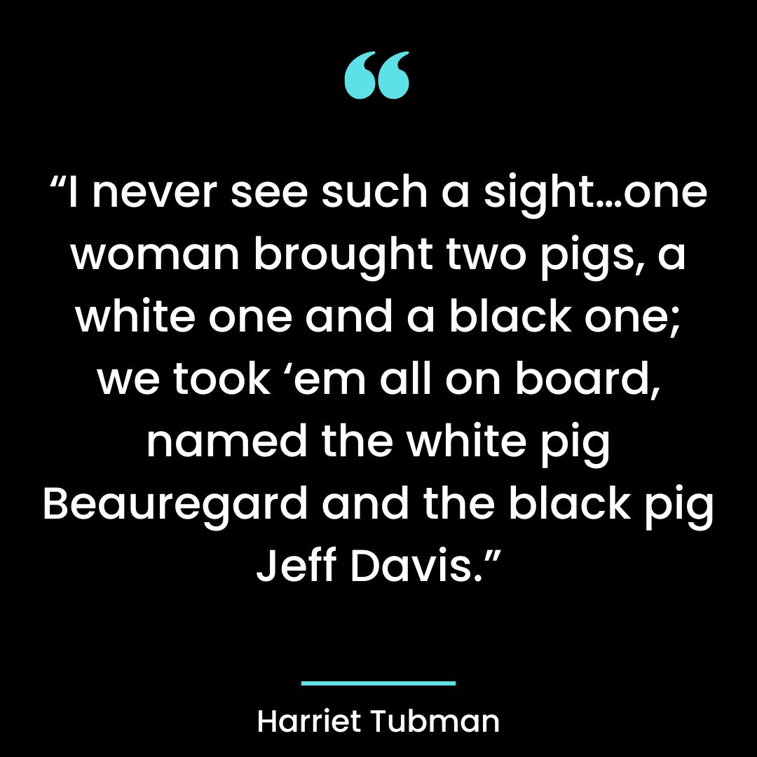 “I never see such a sight…one woman brought two pigs, a white one and a black one; we took
