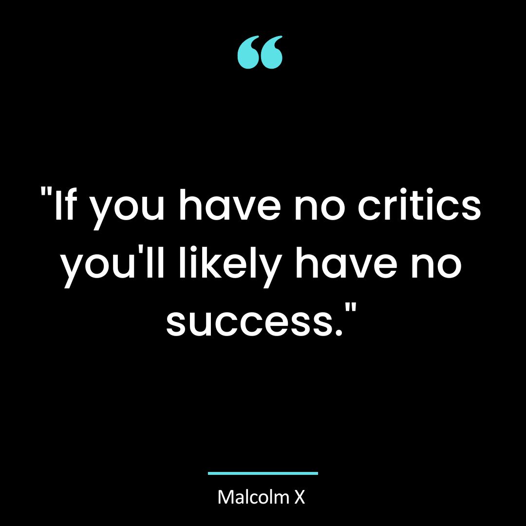 “If you have no critics you’ll likely have no success.”