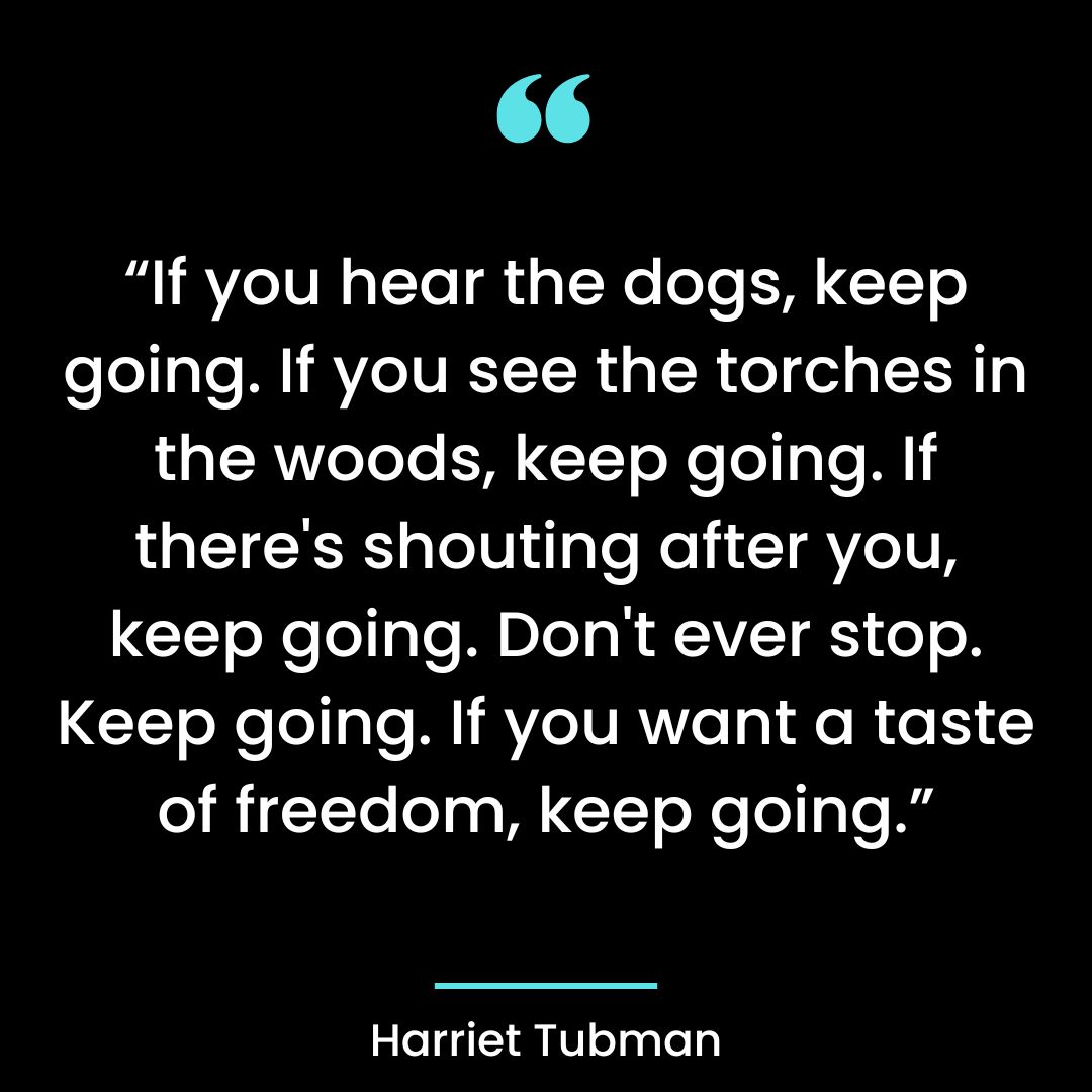 “If you hear the dogs, keep going. If you see the torches in the woods, keep going