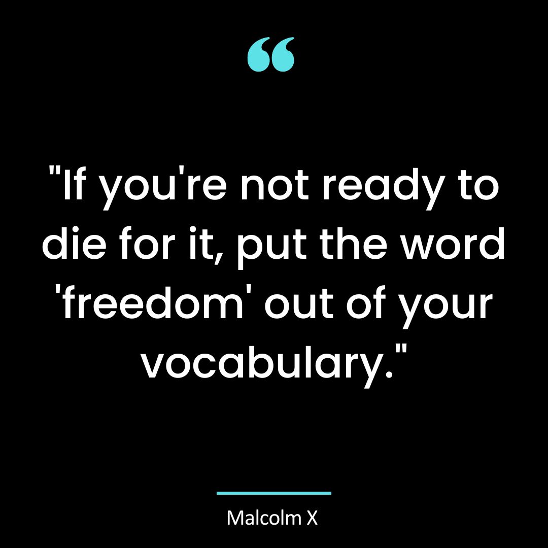 “If you’re not ready to die for it, put the word ‘freedom’ out of your vocabulary.”