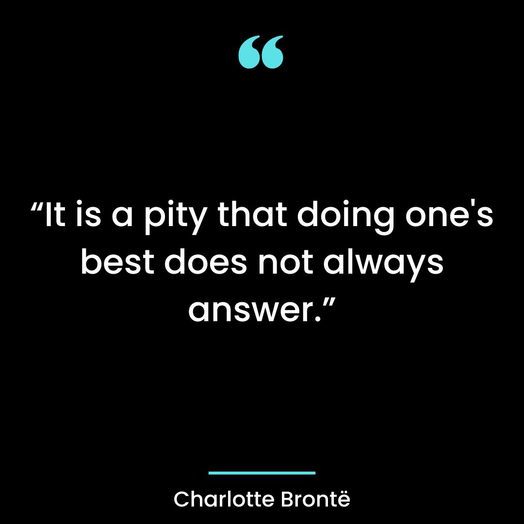 “It is a pity that doing one’s best does not always answer.”