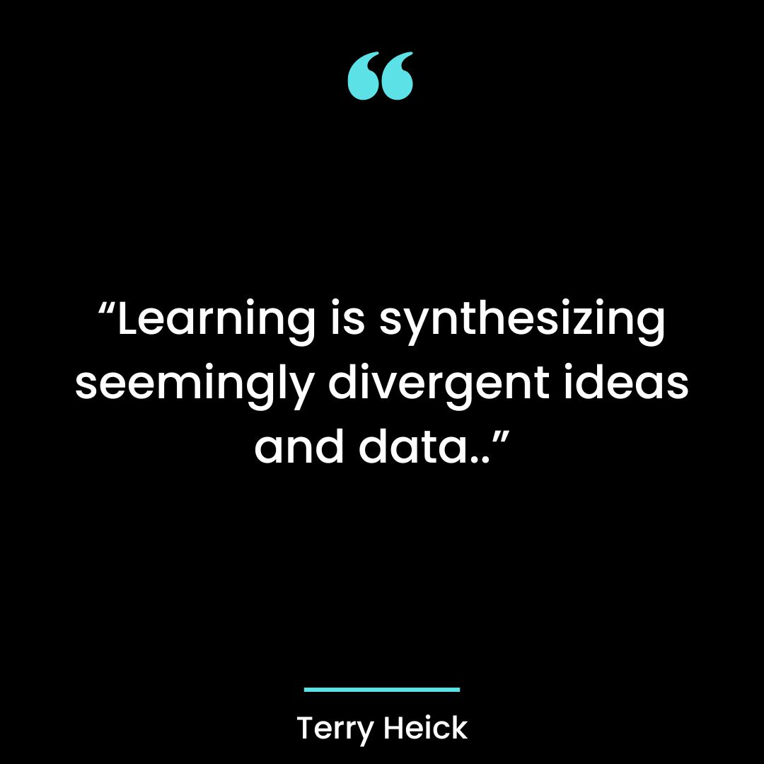 Learning is synthesizing seemingly divergent ideas and data.