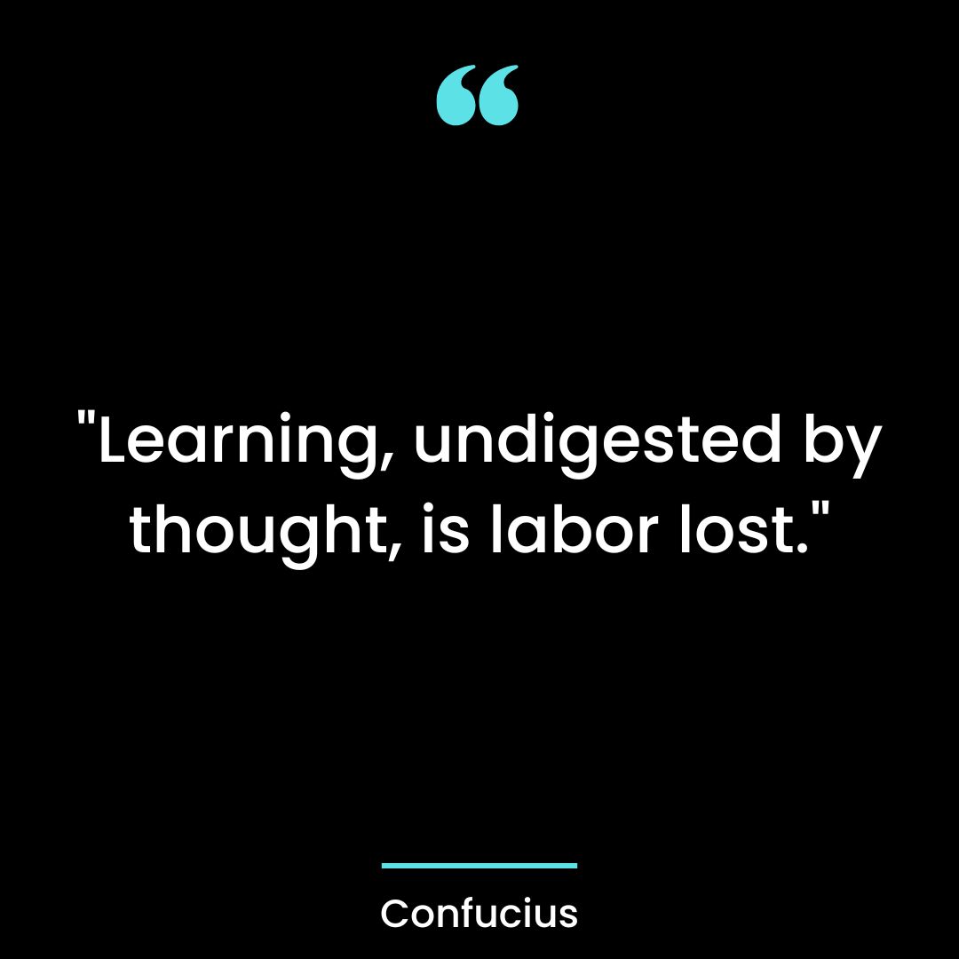 “Learning, undigested by thought, is labor lost.”