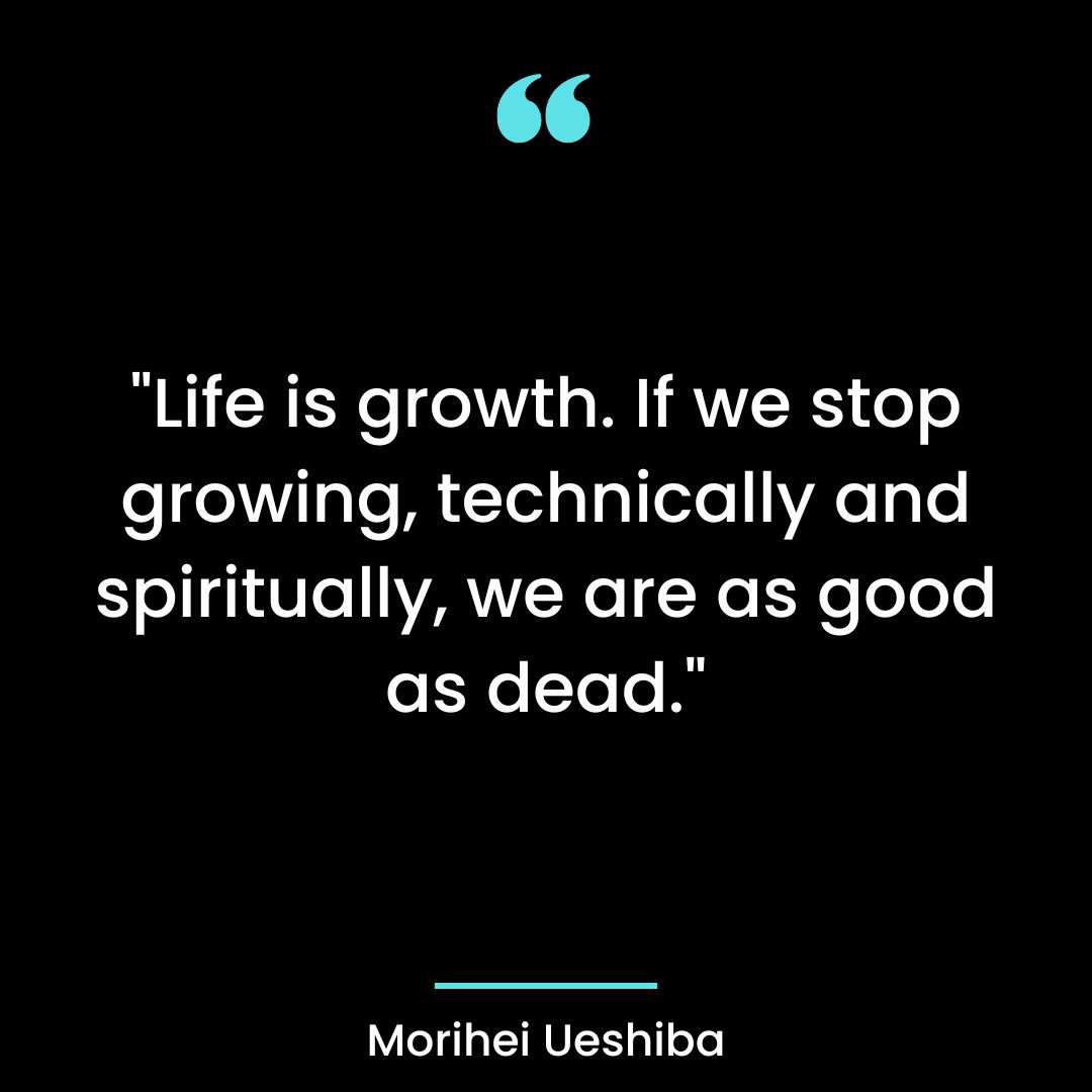 “Life is growth. If we stop growing, technically and spiritually, we are as good as dead.”