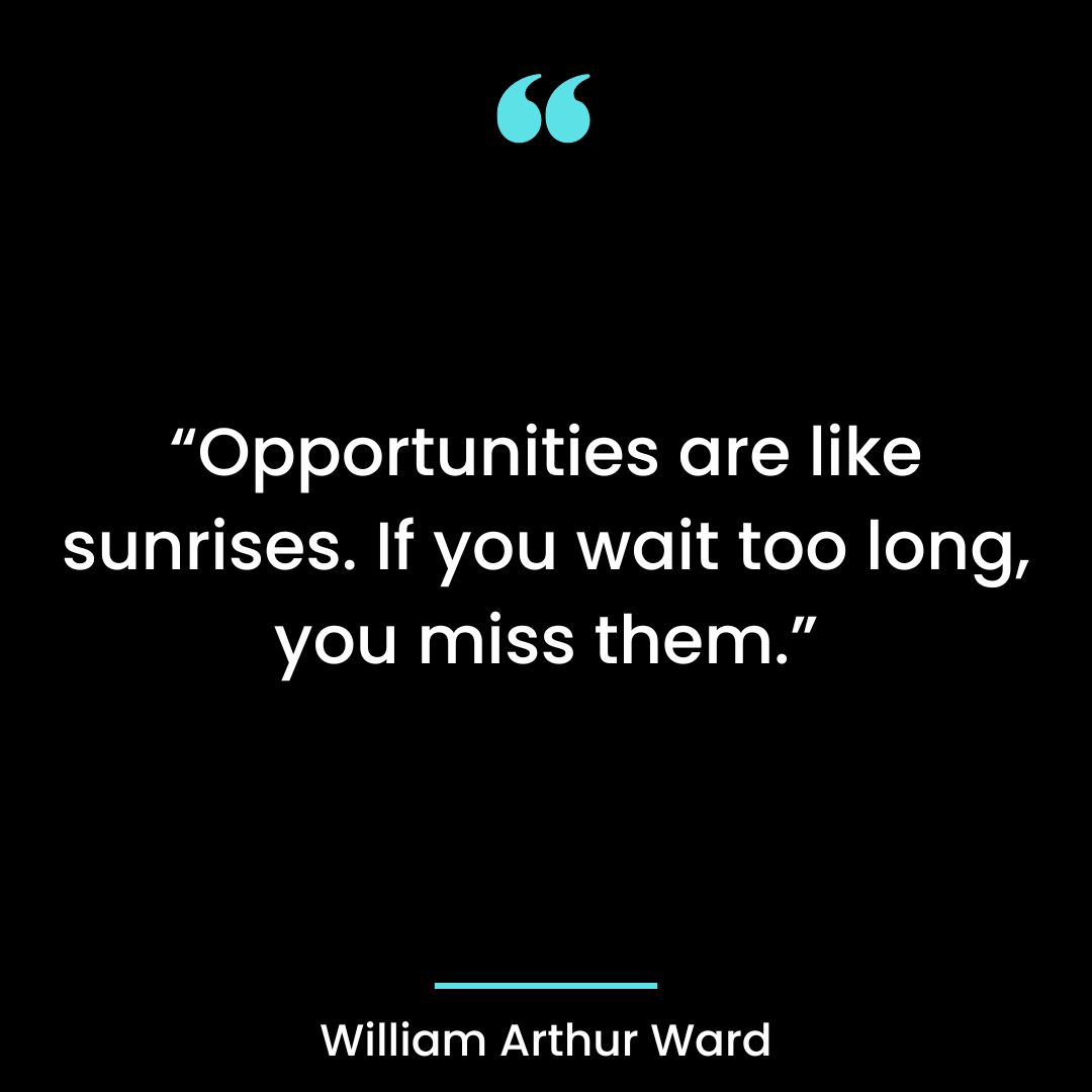 “Opportunities are like sunrises. If you wait too long, you miss them.”