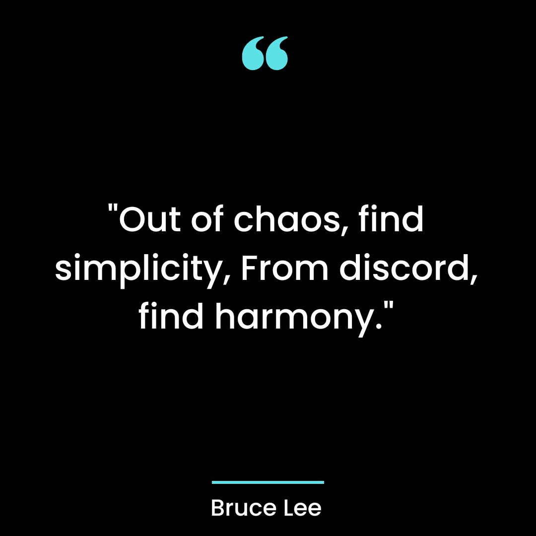 “Out of chaos, find simplicity, From discord, find harmony.”